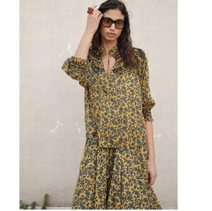 Zara embroidered floral cotton blouse